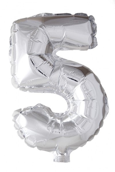 balloons - Foil Silver - Number 5